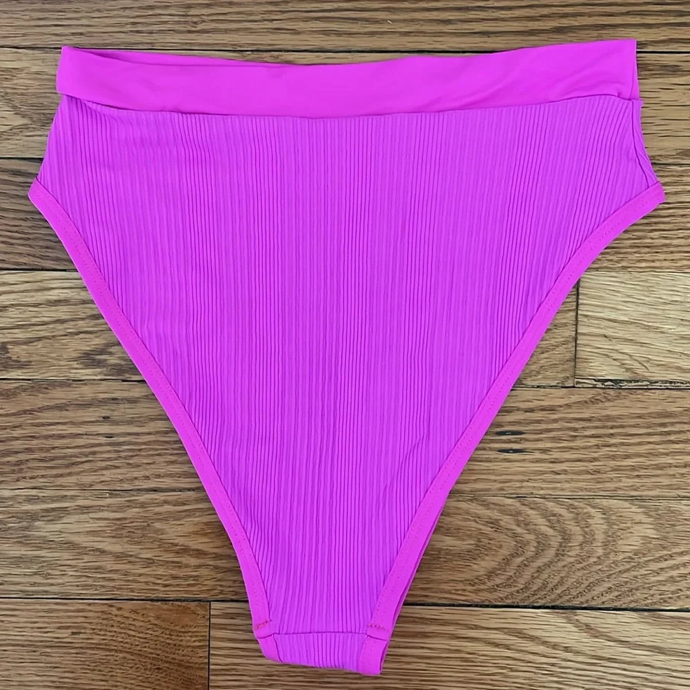 l*space Swim High Waist Frenchi Bitsy‎ Ribbed Bikini Bottom Pitaya Large